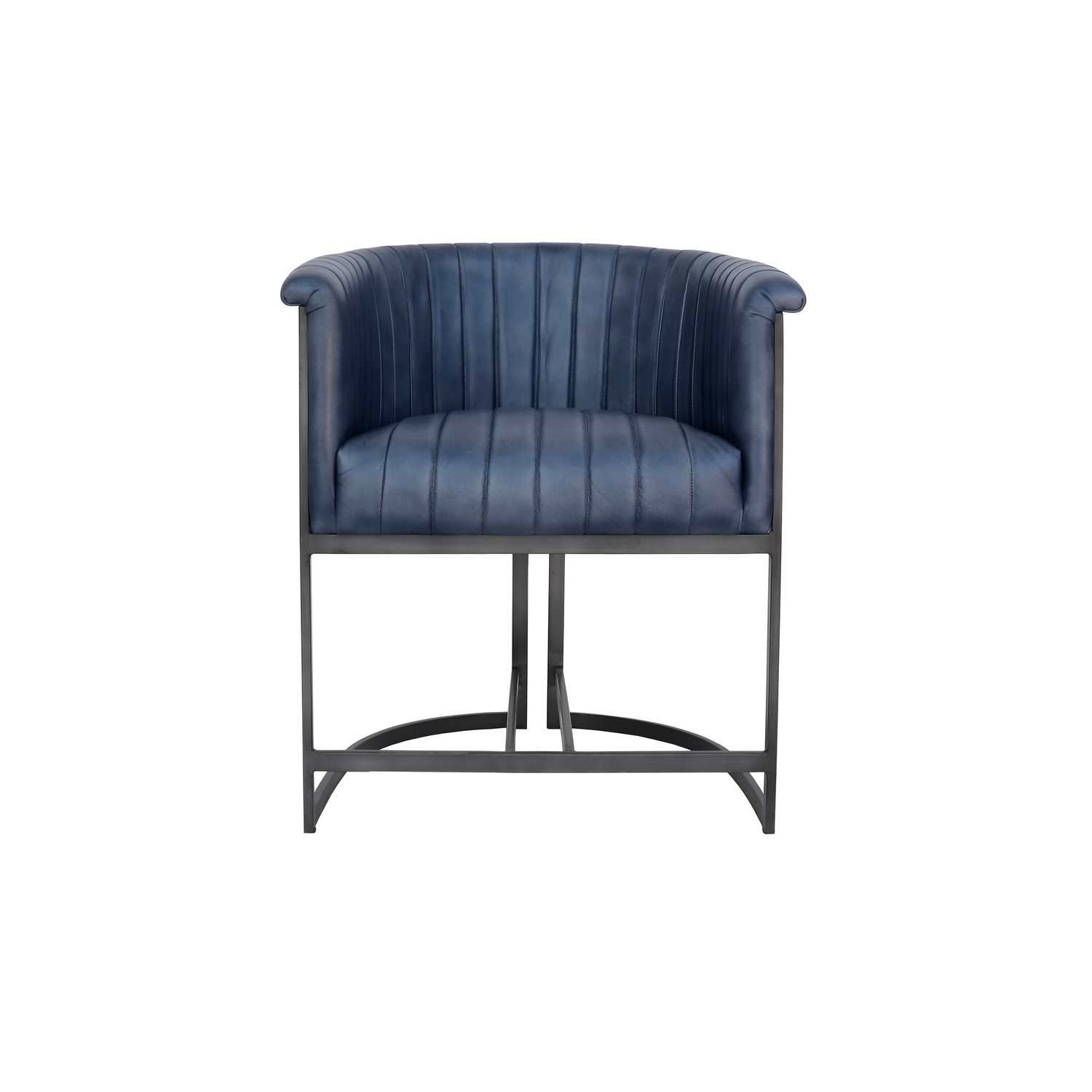 Read more about Real leather & iron classic tub dining chair blue